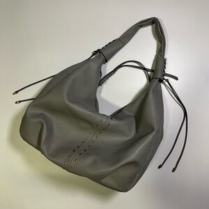stud slate grey faux leather hobo bag